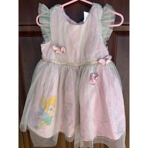 Disney Store Baby Girl Tinkerbell Ruffle Shimmer Dress 3d butterflies 18-24M